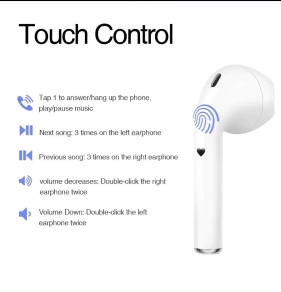 Bluetooth Ear Phones with Noise Cancellation Touch Wireless Stereo with built in sensitivity microphone, Wireless Sports Earbuds Headphones with Charging Case (White)