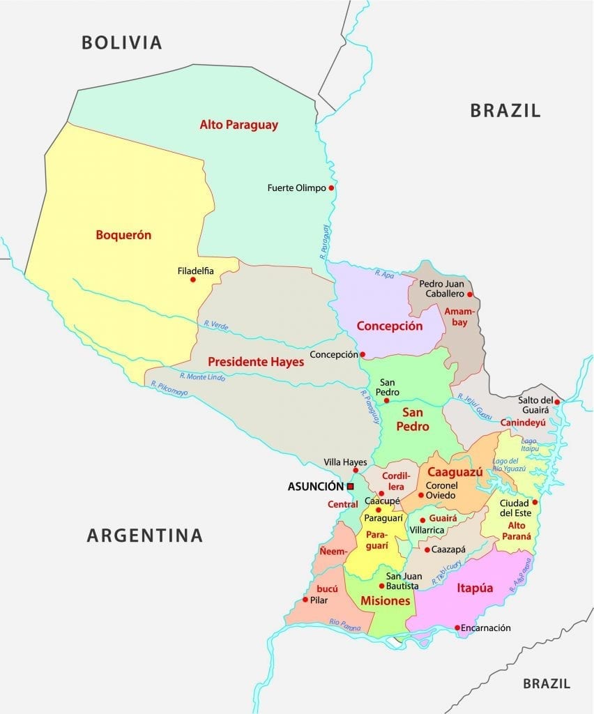 Administrative Map of Paraguay