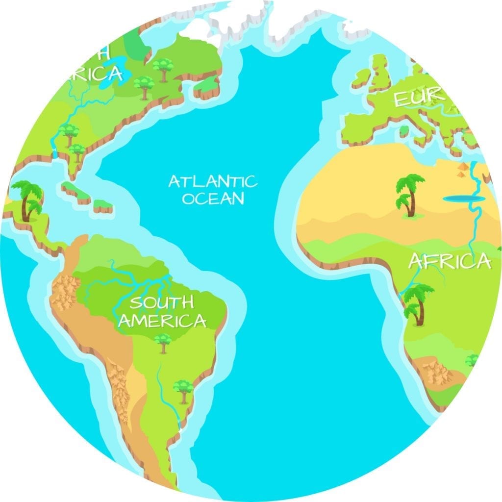Atlantic Ocean Map Vector Illustration