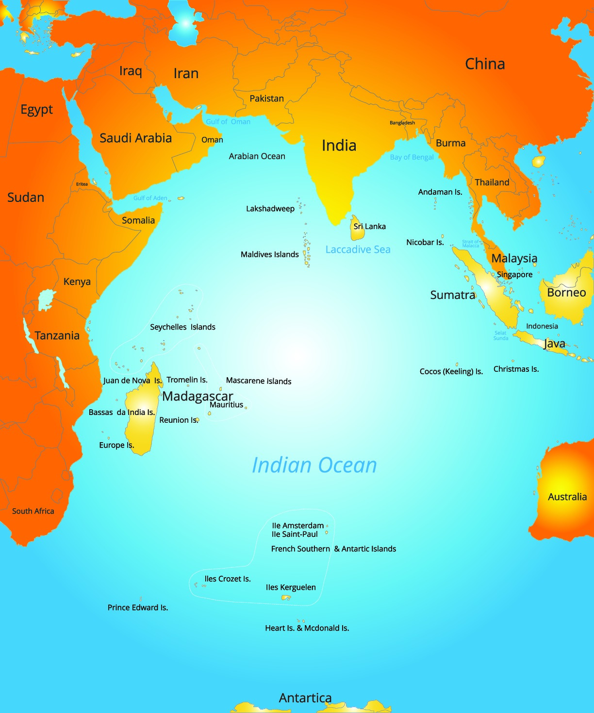 Indian Ocean Map And 8 Most Beautiful Indian Ocean Vacations Best   Regional Indian Ocean Map 