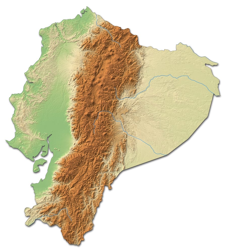 Relief Map of Ecuador - 3D-Rendering