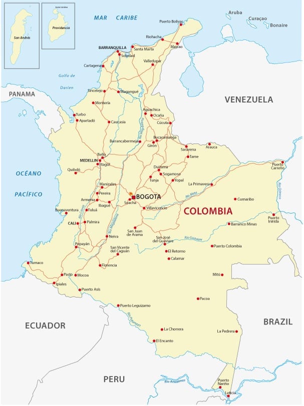 Road Map of Colombia
