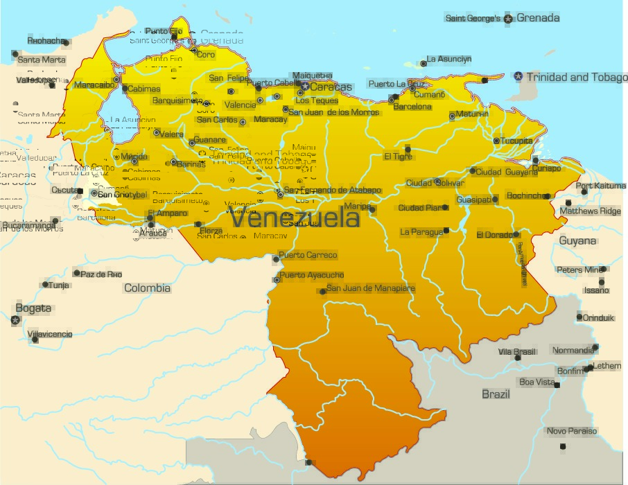Abstract vector color map of Venezuela country