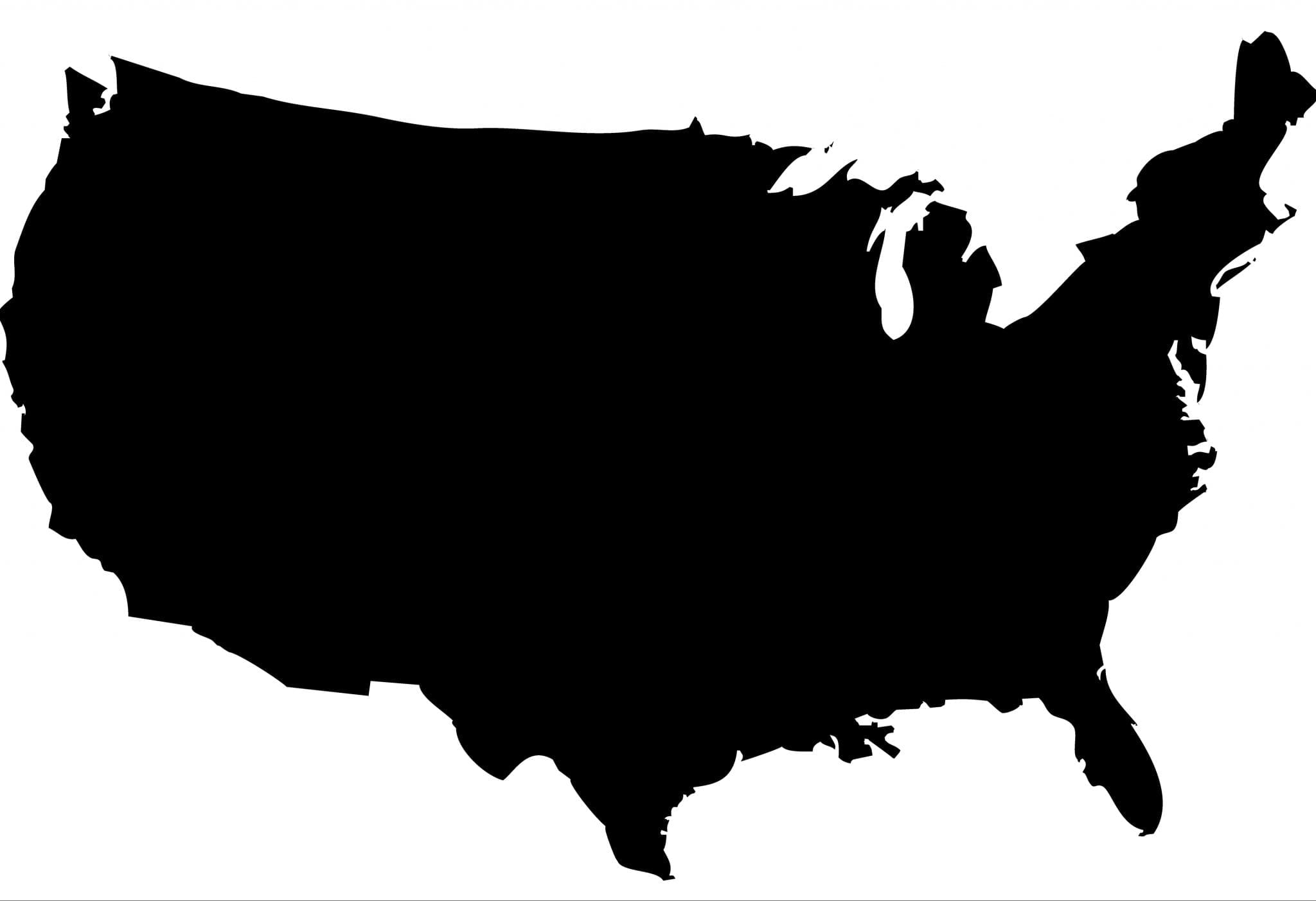 High detailed vector map of United States