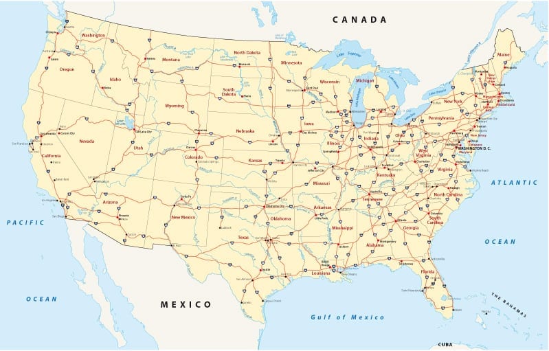 Interstate highway Map of United States America