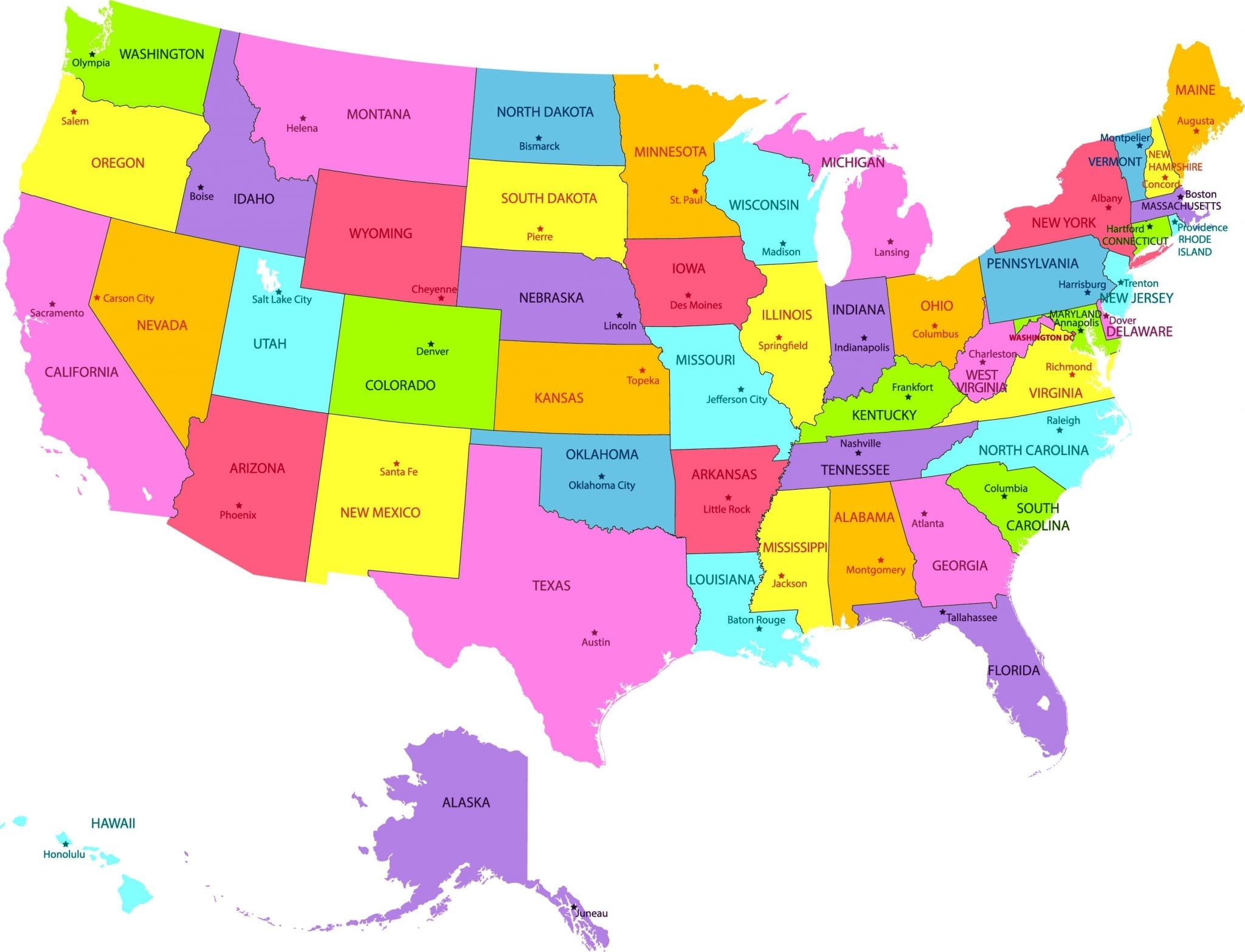 Map of United States of America with States