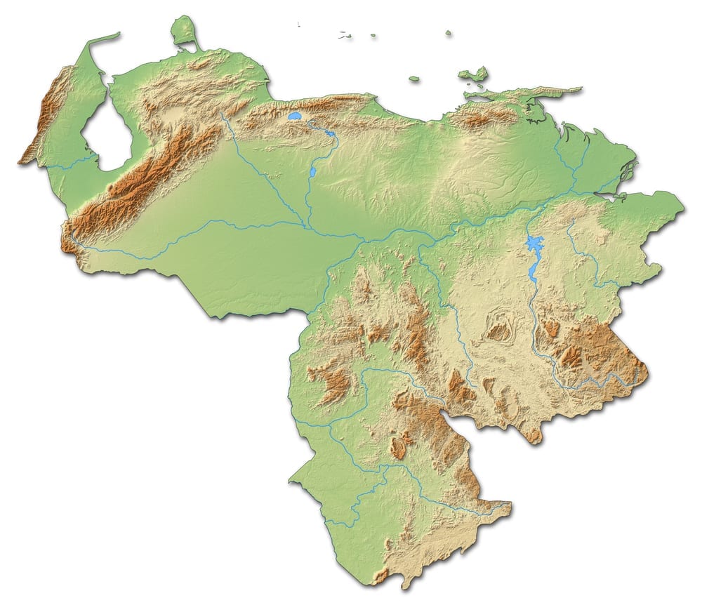 Relief map of Venezuela - 3D-Rendering