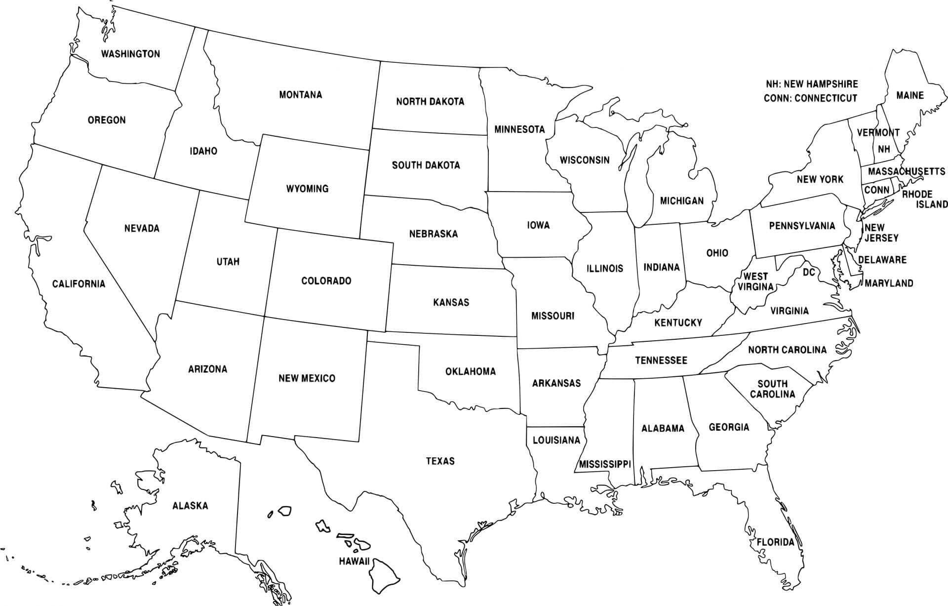 Map Of United States Of America (usa) 