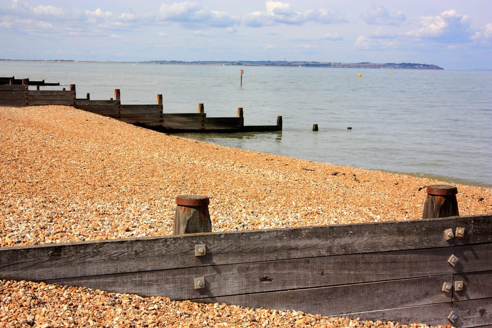 Wooden barriers at Tankerton Beach