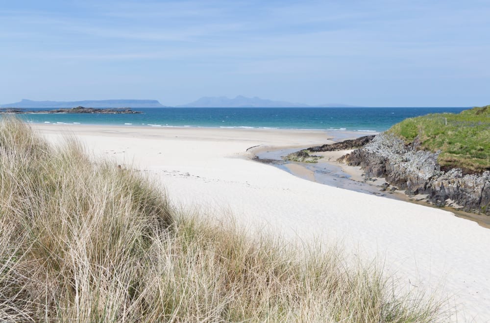 Camusdarach Beach looking out to Rumm and Eigg
