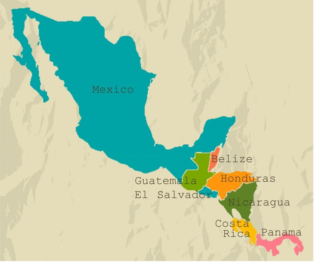 Map of Belize and Surrounding countries