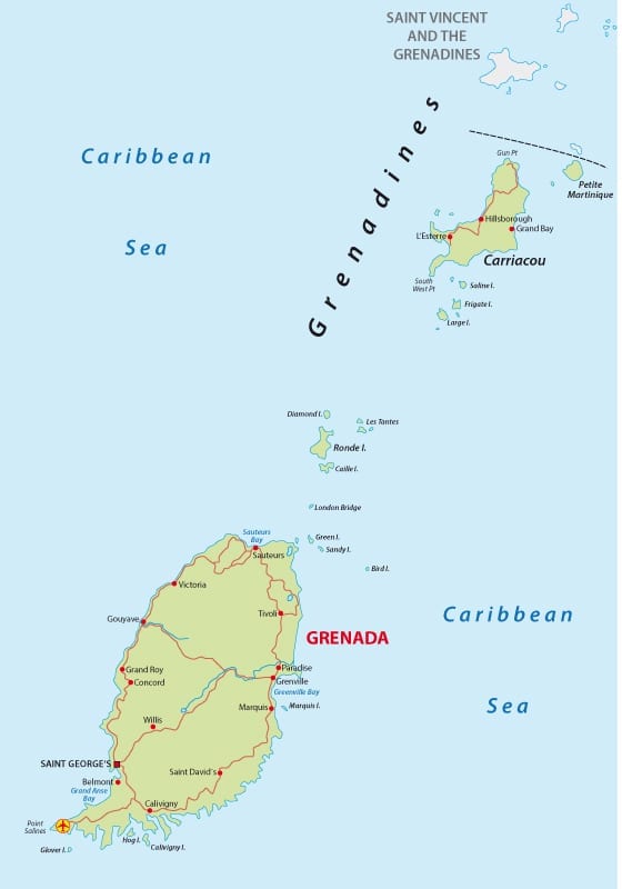 Road Map of Grenada