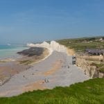 Birling gap beach and Seven Sisters white chalk cliffs