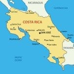 Costa Rica map with cities