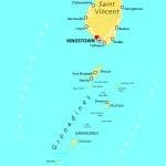 Saint Vincent and the Grenadines political map with capital Kingstown