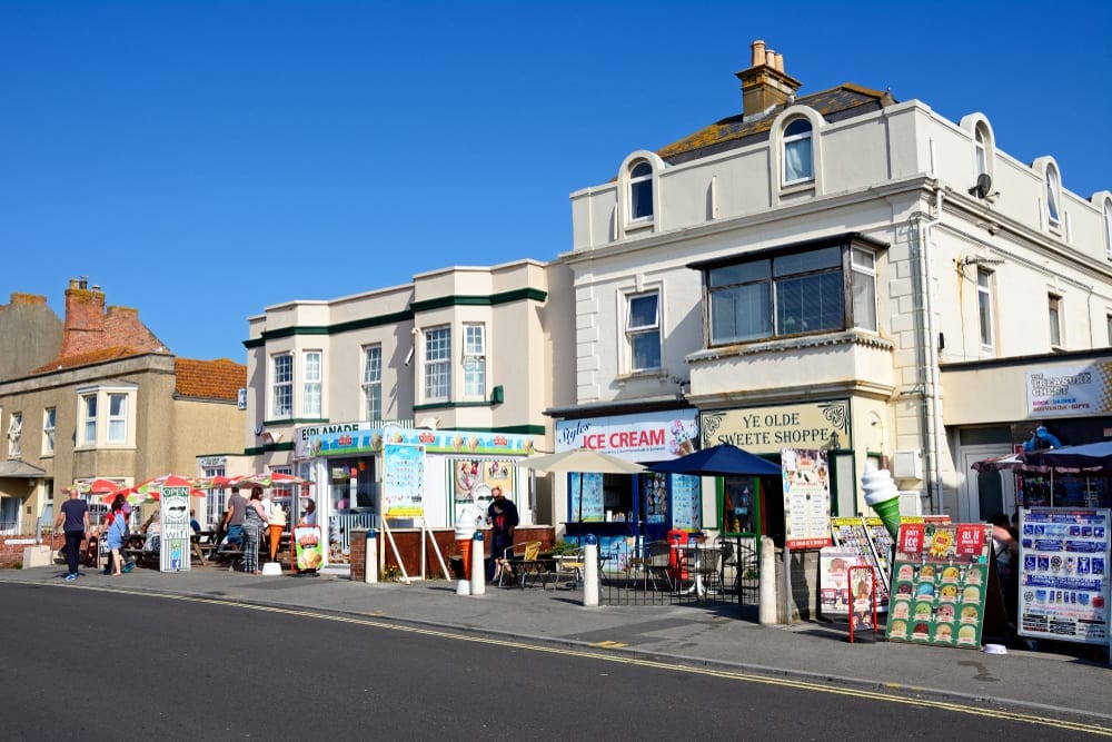 Tourist shops along The Esplanade, Burnham-On-Sea