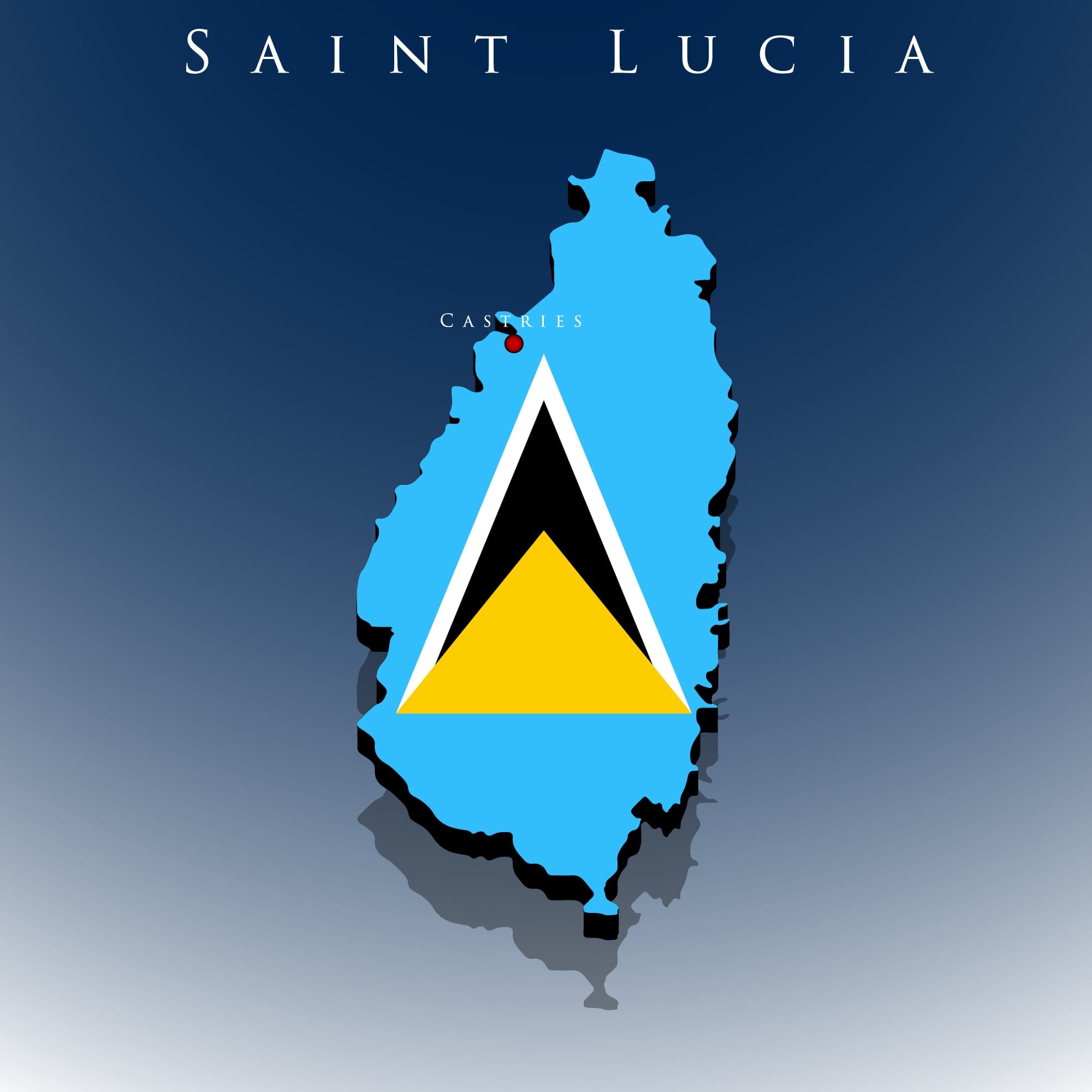3d Flag map of Saint Lucia