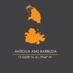 Antigua and Barbuda map with coordinates