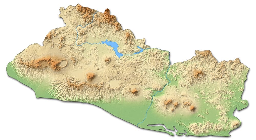 Relief map of El Salvador - 3D-Rendering