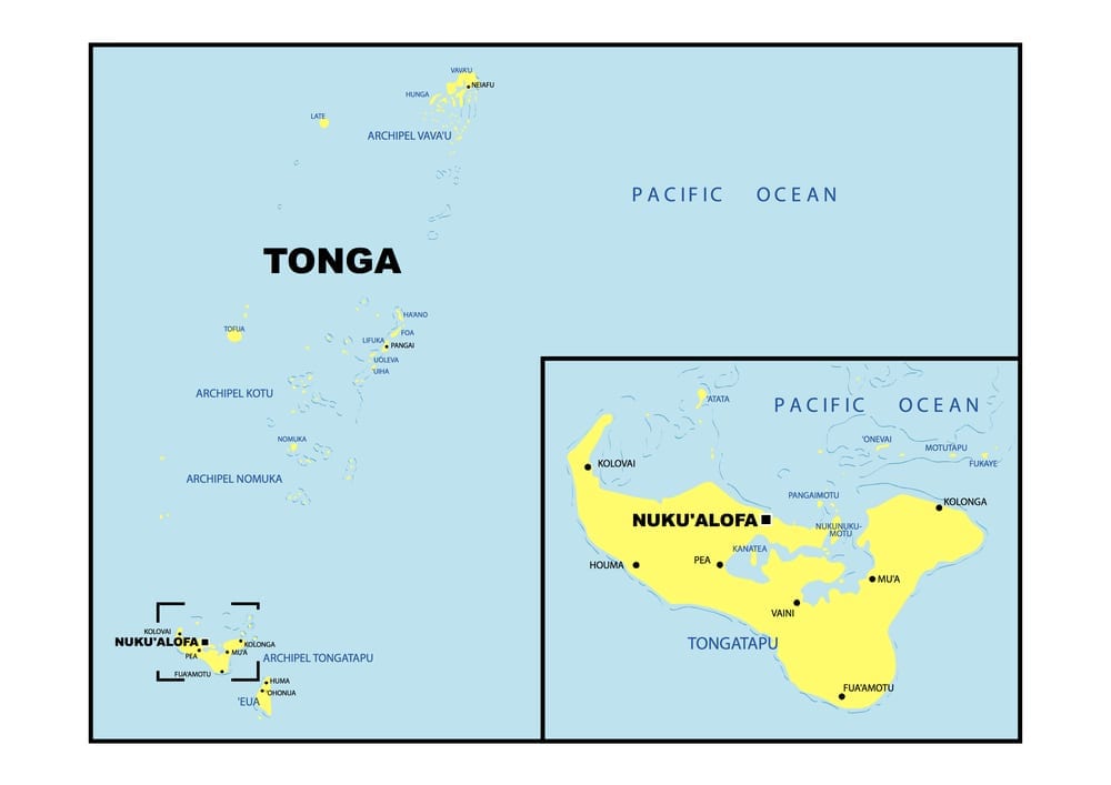 Administrative map of Tonga