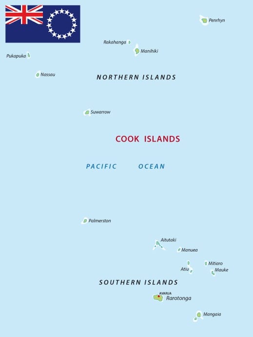 Cook Islands map and Flag