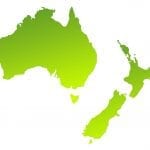 Green gradient map of Australia and New Zealand