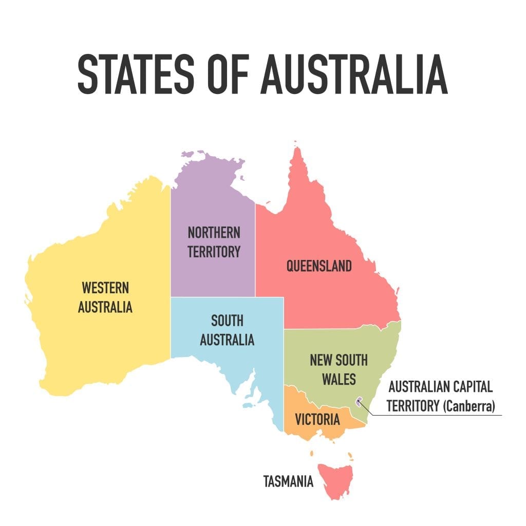 Map of Australia with States