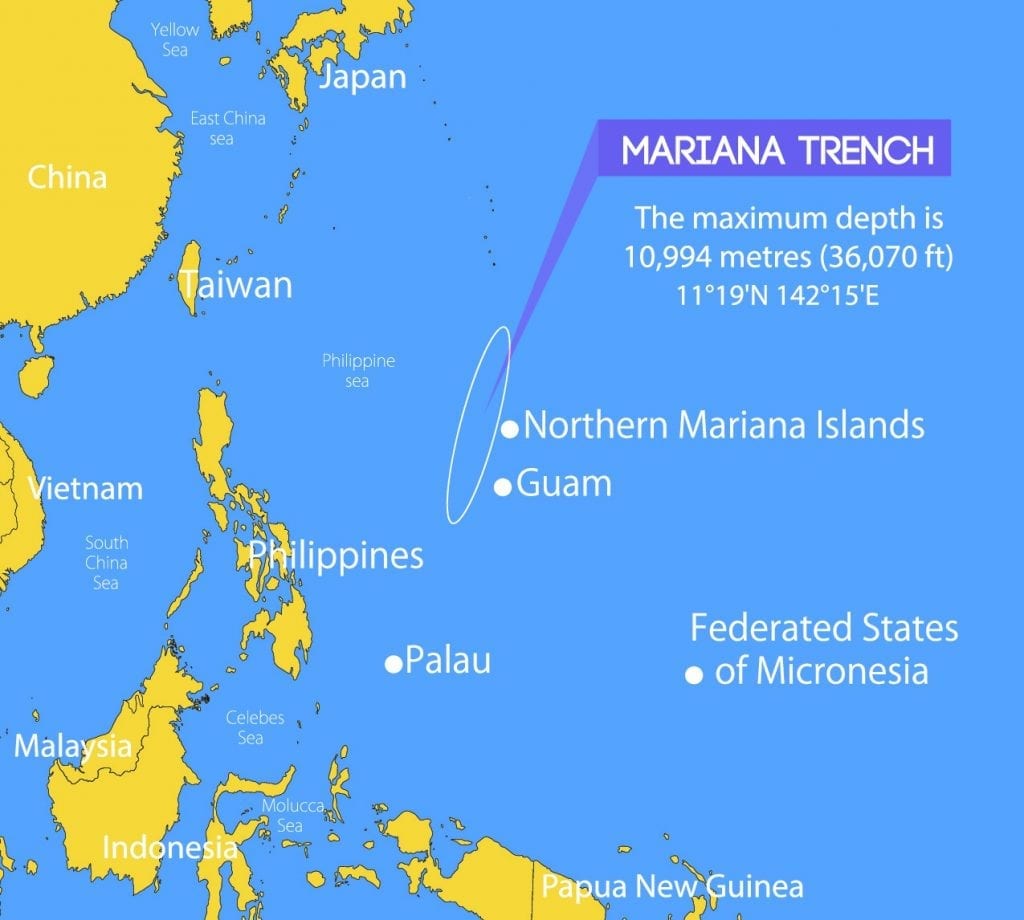 Map of Guam and the Philippines