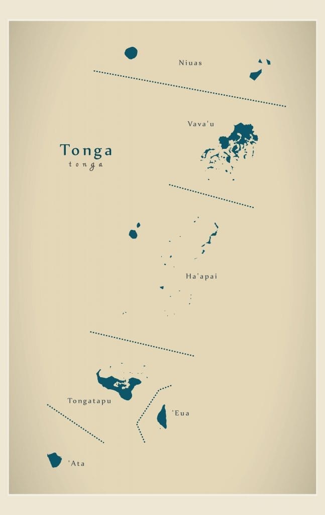 Modern Map of Tonga