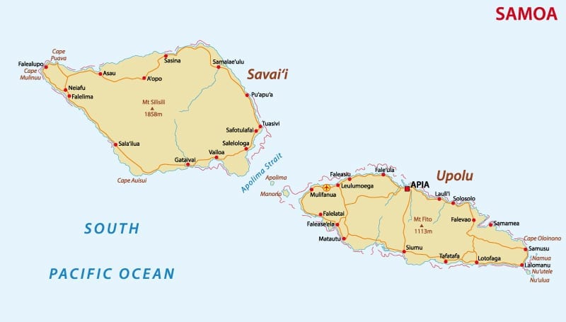Road map of Samoa