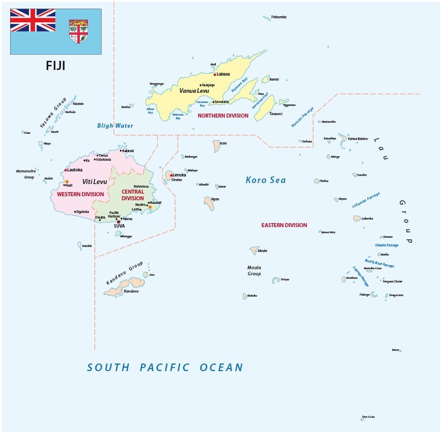 detailed map of Fiji