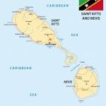 saint kitts and nevis road map with flag