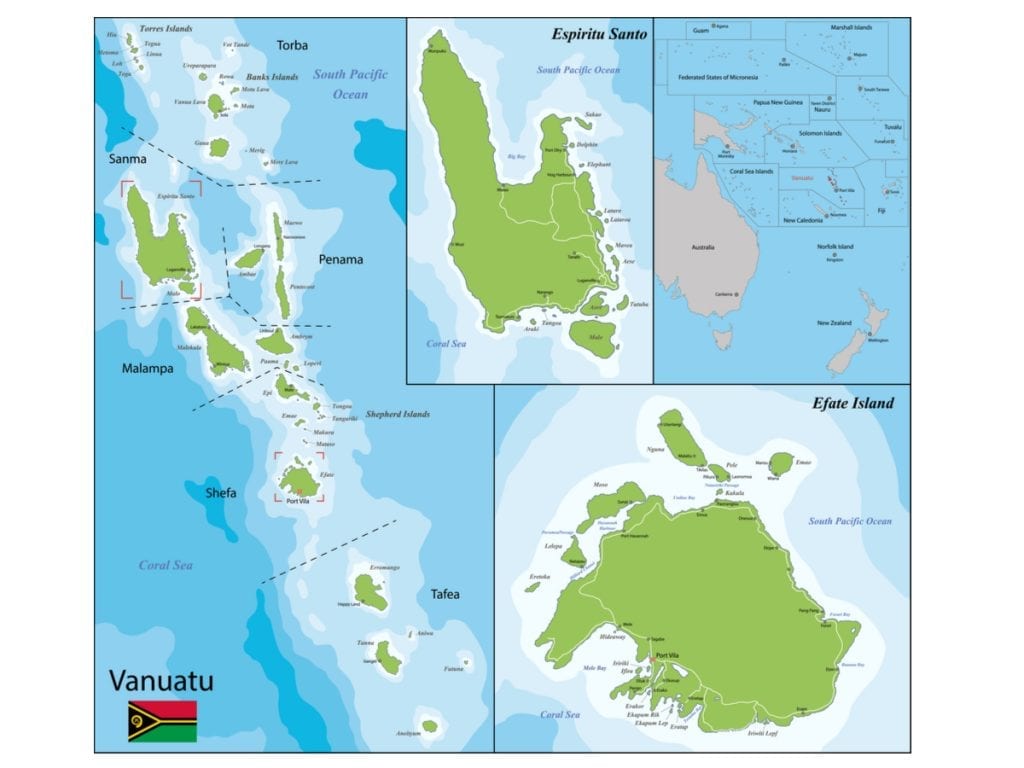 Highly detailed map of vanuatu