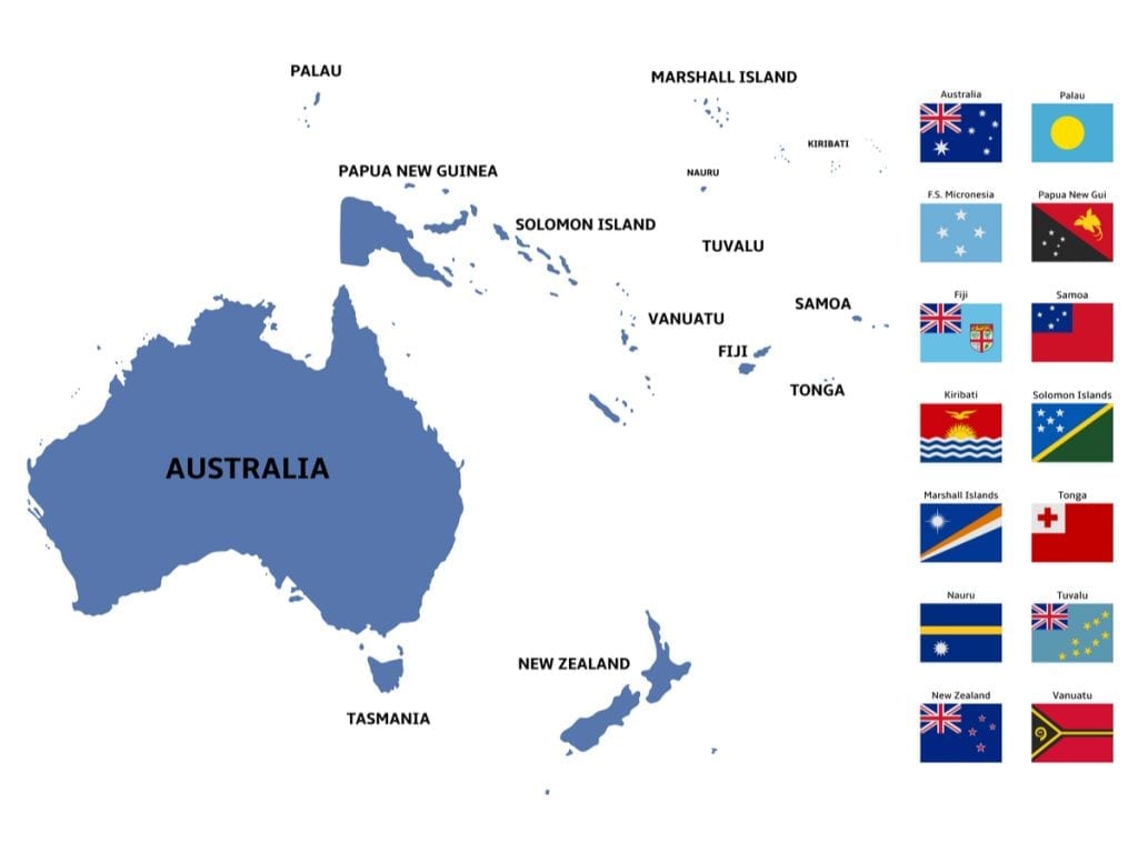 Map of Nauru and Australia