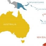 Map of New Caledonia and Australia