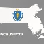 Massachusetts flag map isolated on grey