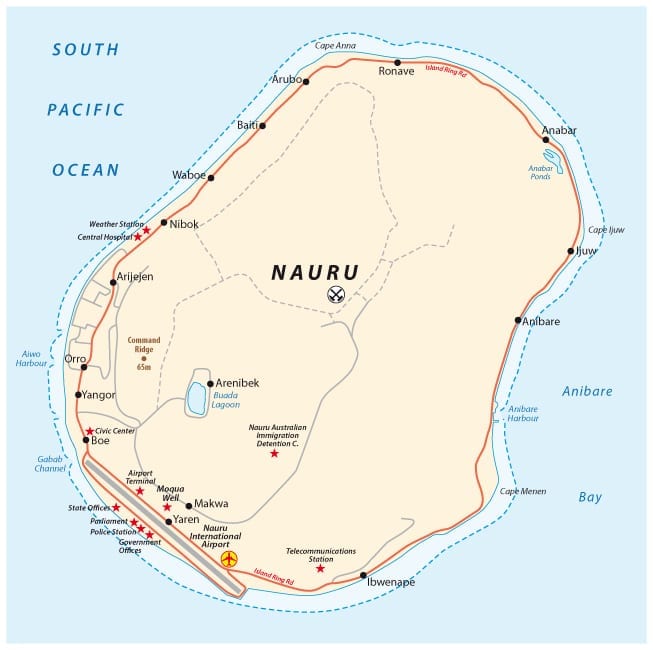 Vector road map of Nauru Island