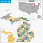Detailed map of Michigan