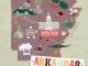 Illustrated map of Arkansas, USA. Travel and attractions