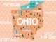 Illustrated map of the state of Ohio with cities and landmarks