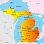 Map of Michigan with cities