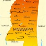 Map of Mississippi with cities