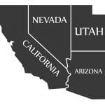 Map of Nevada and California and Arizona