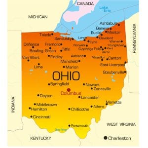 Map of Ohio and Flag | Ohio Road, Counties, Cities and Outline Map ...