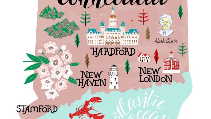 Tourist Map of connecticut with travel and attractions