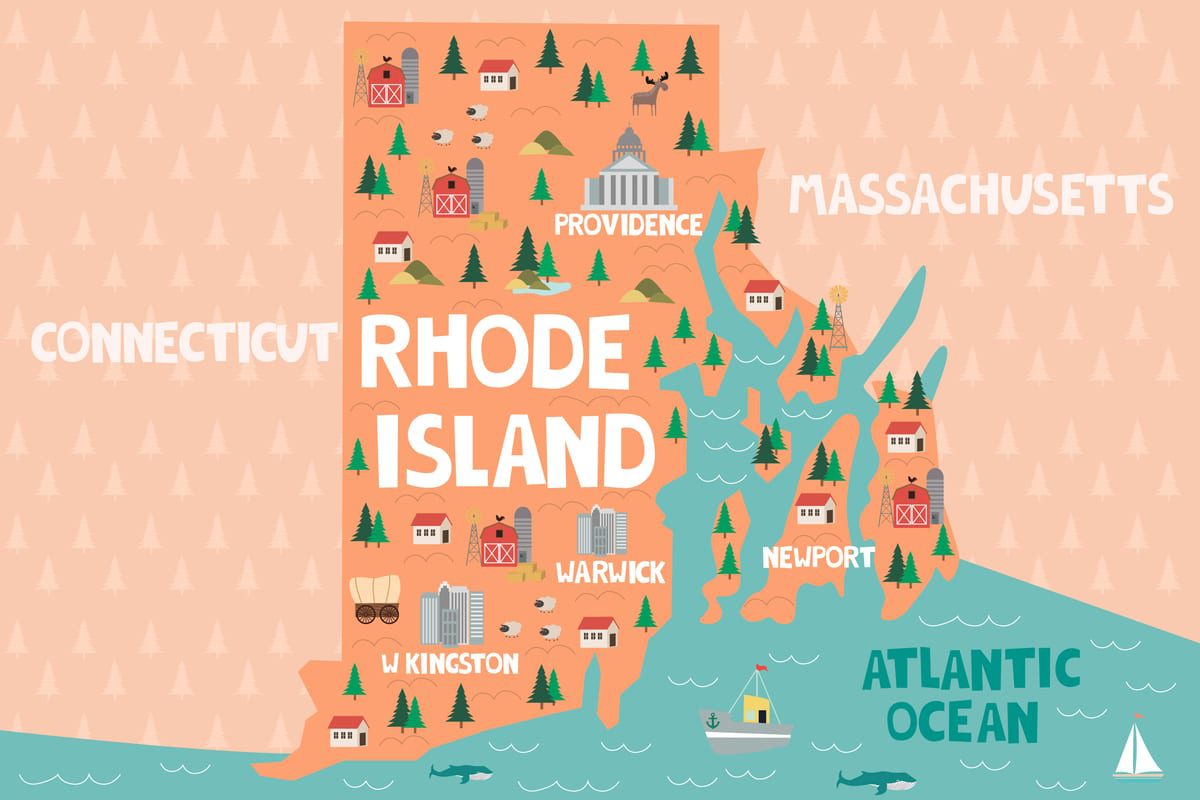 Tourist map of Rhode Island