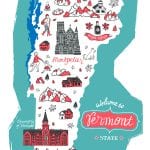 Tourist map of Vermont. Travel and attractions. Cartoon map.