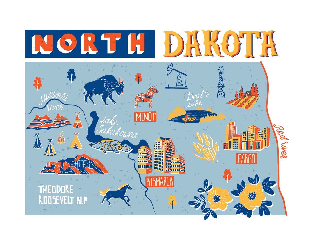 tourist map of north dakota