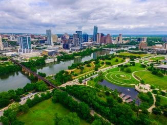 Aerial Over Austin Texas spring time