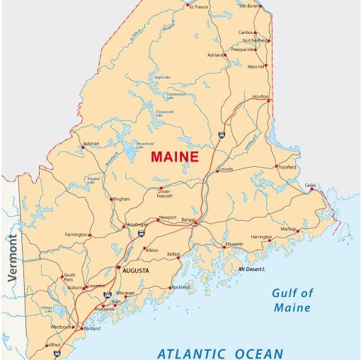 Detailed Map of Maine and Flag | Outline, Counties, Cities and Road Map ...